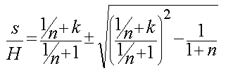 Formel: s in Abhnigkeit von H, n und k