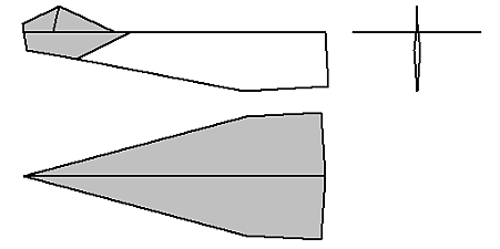 Papierflieger in 3 Ansichten