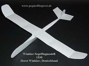 Winkler-Hochleistungs-Segelflugmodell aus Papier, Horst Winkler, Deutschland 1930